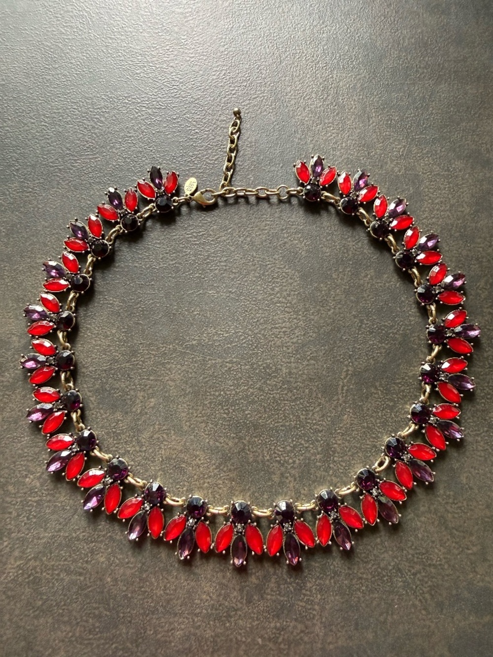 90’s Joan Rivers Red and Deep Purple Rhinestone Statement Choker